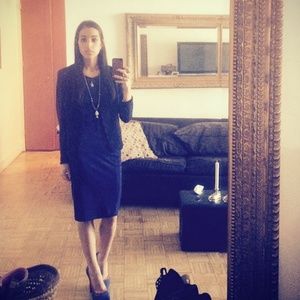 NAVY- off seude dress